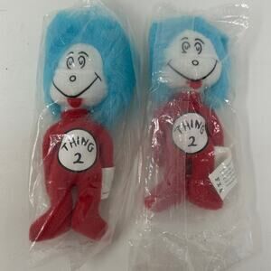 2-Cat in the Hat Thing 2 Mini Bean Kelloggs Blue Hair Red Tongue Sealed 4 inch